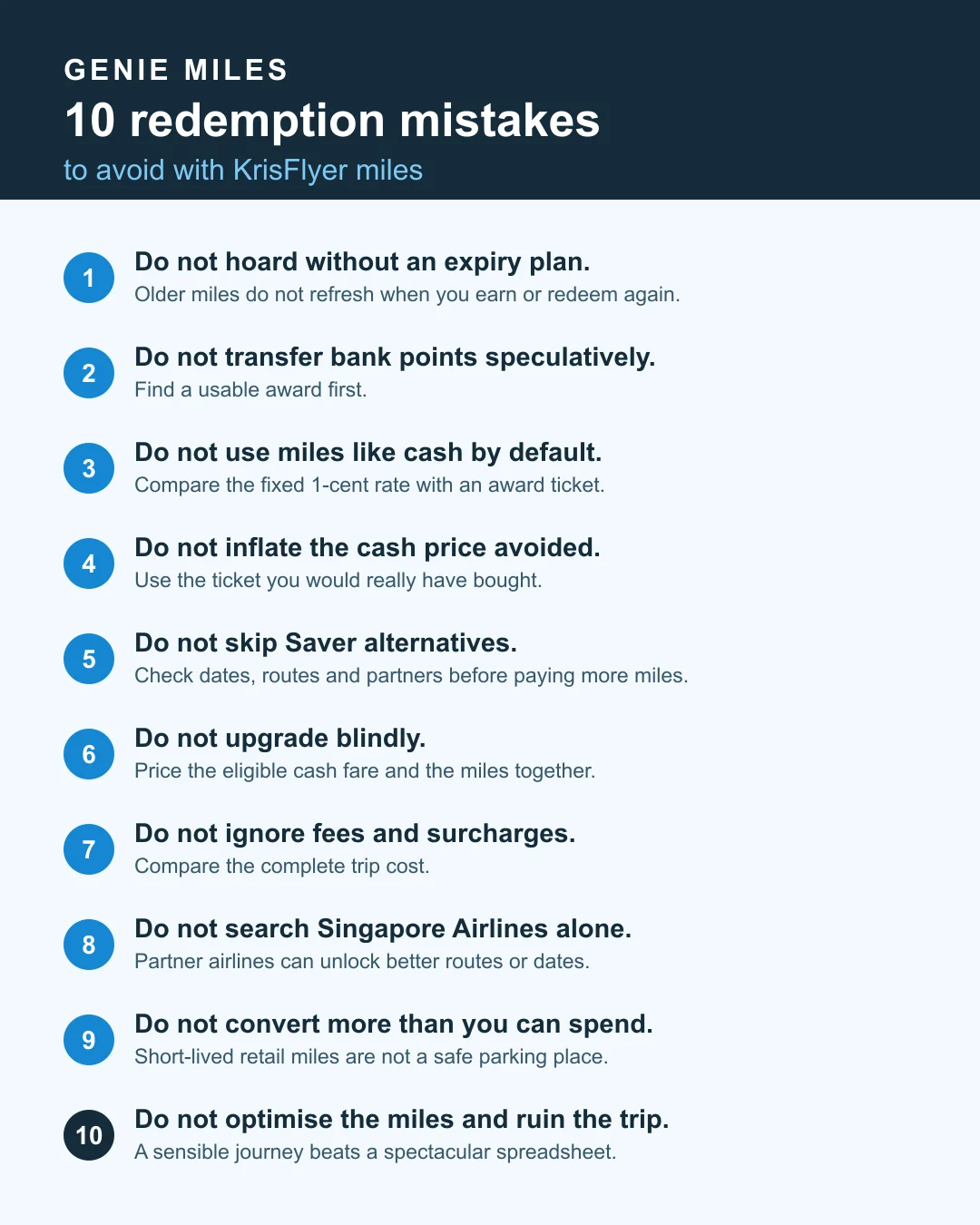 Ten KrisFlyer redemption mistakes to avoid